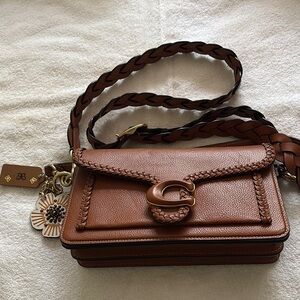 Coach Tan Leather Tabby Crossbody Bag with Braided Strap